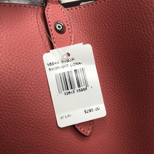 Borsa Coach Polish Pelle Ciottolata Mercato Corallo Brillante 58849 Nuova Con Etichette - Foto 7 di 18