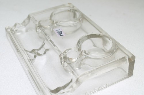 VINTAGE GLASS MADE INK POT PEN HOLDER ANTIQUE OLD NH2581 - Picture 8 of 8