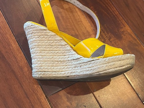 Jimmy Choo Patent Leather Criss Cross Straps Wedge Heel Size 40/ US 10 - Picture 13 of 19