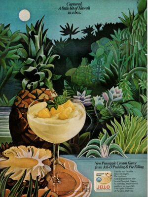 Vintage advertising print Dairy JELL-O Pineapple Cream pudding pie filling 1967