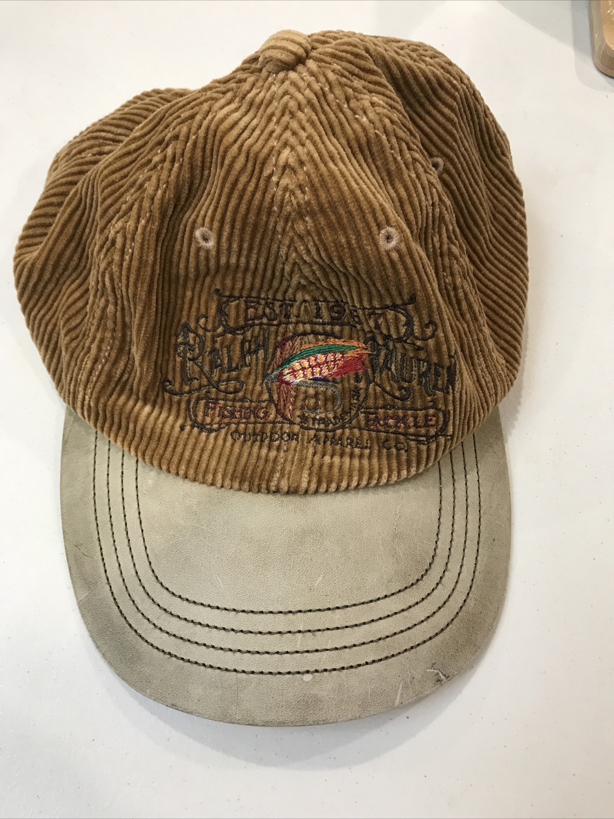 Vintage 90's Rare Polo Ralph Lauren Sportsman Hat Tan Corduroy Cap Leather Bill Vintage 90's Rare Polo Ralph Lauren Sportsman Hat Tan Corduroy Cap Leather Bill