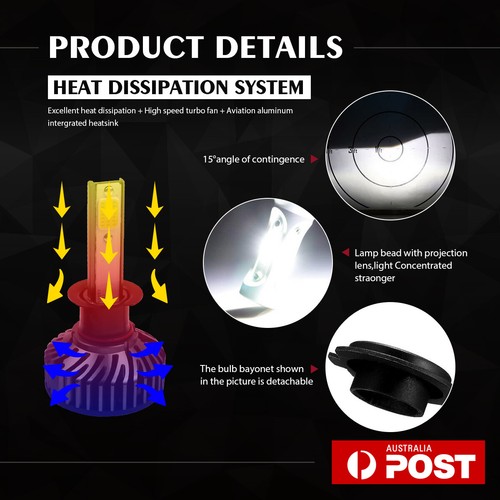 2 MODIGT H1 LED Headlight Globes Hi-Lo Beam 6000K 100W Kit For Audi A3 1990-1999 - Picture 4 of 10