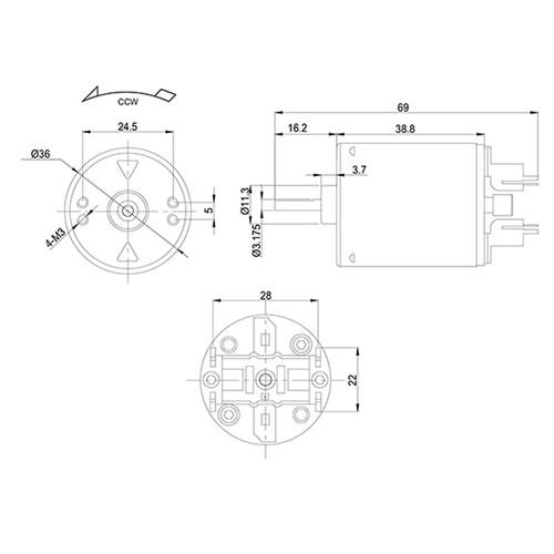 540 16T Brushed Motor Waterproof 5-Slot For Tamiya Kyosho WLtoys 1/10 RC Car - Picture 3 of 12