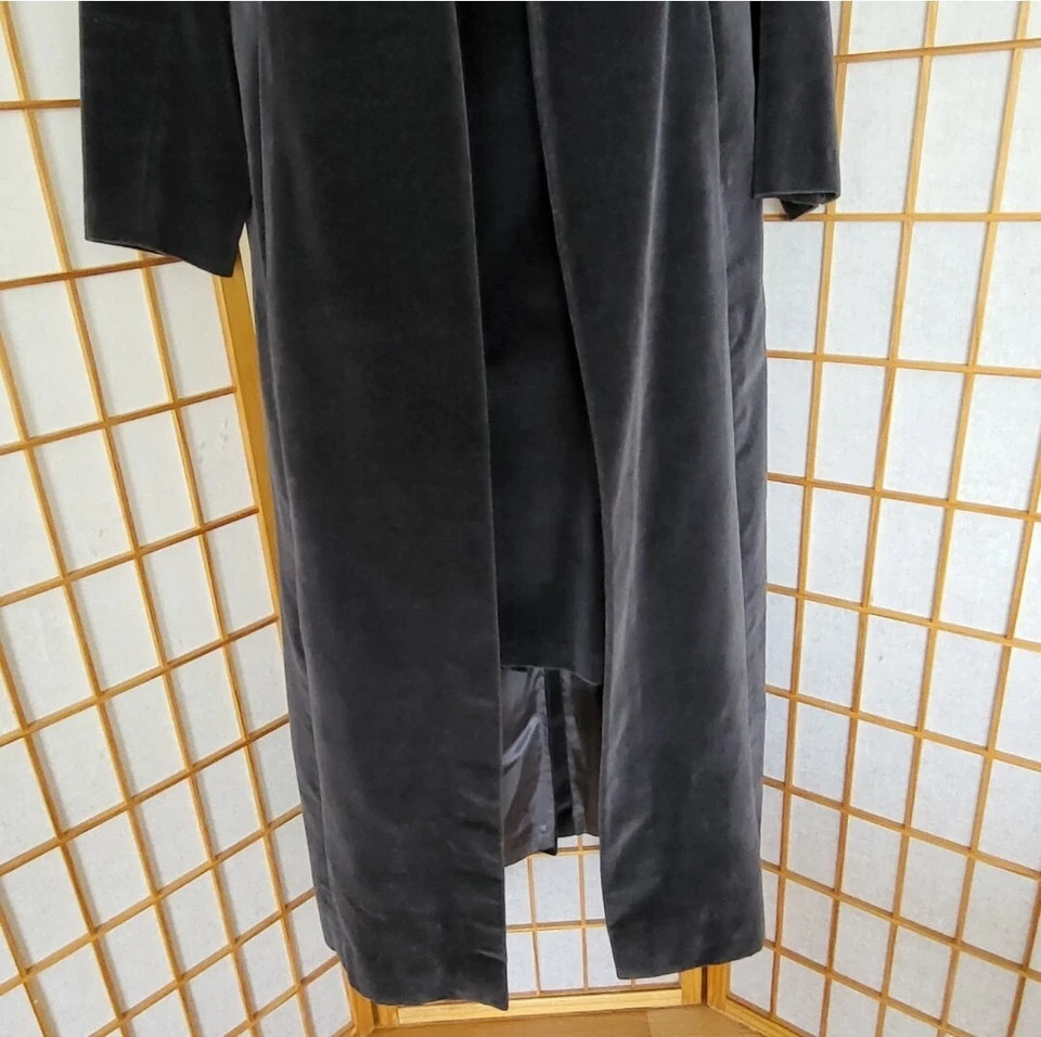 MAXI ABRIGO MUJER USADO EXCLUSIVO ITALIANO GRIS ALGODÓN TERCIOPELO TALLA PEQUEÑA Foto 4 de 4