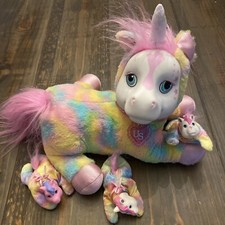 Unicorn Surprise Plush Mom 3 Babies Pastel Tie Dye Stuffed Animal Family Used
