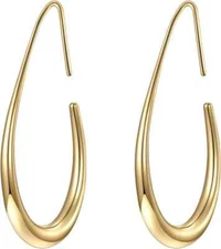 Lightweight Teardrop Hoop Earrings for Women - 14K Gold Plated