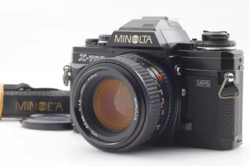[MINT] Minolta X-700 Black 35mm Film Camera + New MD 50mm f/1.4 Lens From JAPAN
