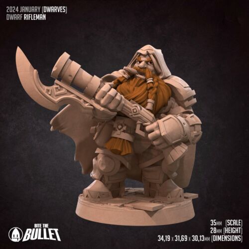 Dwarf Rifleman V1 DnD Miniature D&D RPG 3D Printed Fantasy Model - Picture 2 of 6
