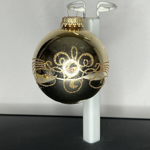 VTG Christmas by Krebs Stenciled Santa and Child Gold Glass Ornaments Set of 4 - Picture 9 of 14