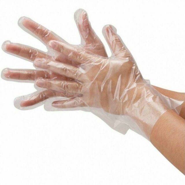 100 x DISPOSABLE PLASTIC GLOVES CLEAR SINGLE USE PE POLYETHYLENE FOOD SAFE LARGE 100 x DISPOSABLE PLASTIC GLOVES CLEAR SINGLE USE PE POLYETHYLENE FOOD SAFE LARGE