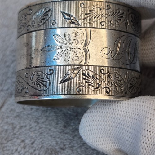 Münze Silber Serviettenring Vintage hellschliff gefräster Rand graviert Monogramm JAS 45,5g - Bild 7 von 23