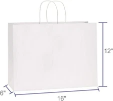 New 100 pcs  16" Kraft Paper Gift Bags  with Handle Holiday Wedding Birthday