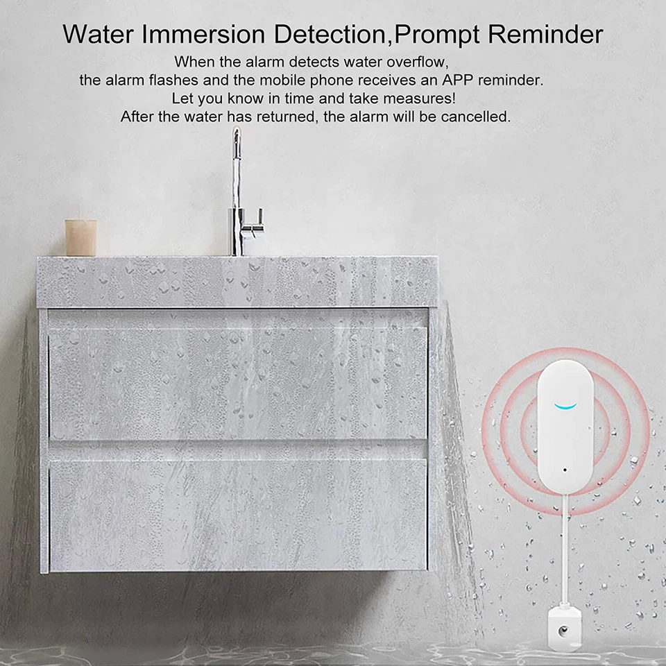 Smart Water Leak Sensor Detector APP Alarm WiFi Home Water Leak Detector - Image 3 of 4