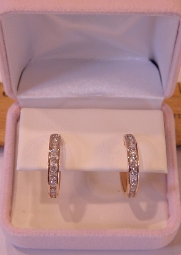 GORGEOUS QVC 14K ROSE GOLD NATURAL AFFINITY DIAMOND HOOP EARRINGS 1.00 CTTW! - Picture 11 of 12