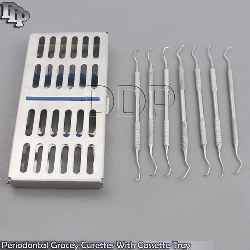 Curetas graciosas periodontales dentales con caja de bandeja de casete de esterilización para 7Pcs - Imagen 2 de 3
