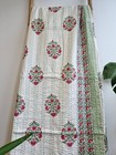 Indian Hand Block Print king Cotton Kantha Quilt Throw Blanket Bedspread