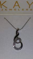 *EXQUISITE* KAY Jewelers Sterling Silver Black & White 4 Diamond Weave Necklace