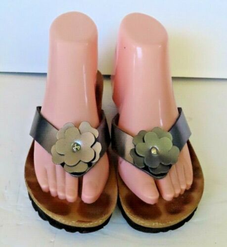 Women's Spring Step Metallic Gray/Silver flower flip flop wedge EU 38 US 7.5/8 - Picture 4 of 8