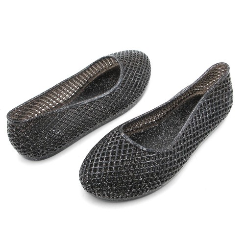 Women's Glitter Jelly Flexible Ballet Flats Breathable Mesh Run 1 Size Big - Picture 6 of 31