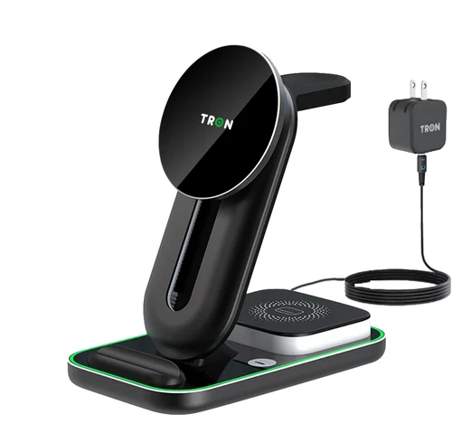 TRON 3-in-1 Wireless Charger, 25W Power Adapter, with Night Light &  LED Cable - product listing photo