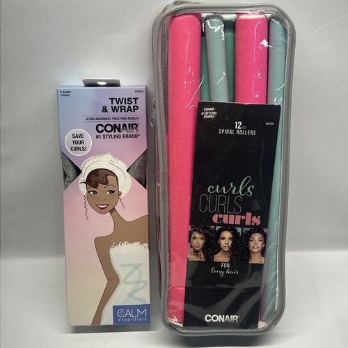Spiral Rollers Conair 12 Pieces Curls For Long Hair & Twist & Wrap Towel - Picture 7 of 19