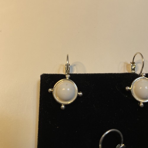 Sterling Silver Plated White Setting Earrings Vintage New - Picture 2 of 5