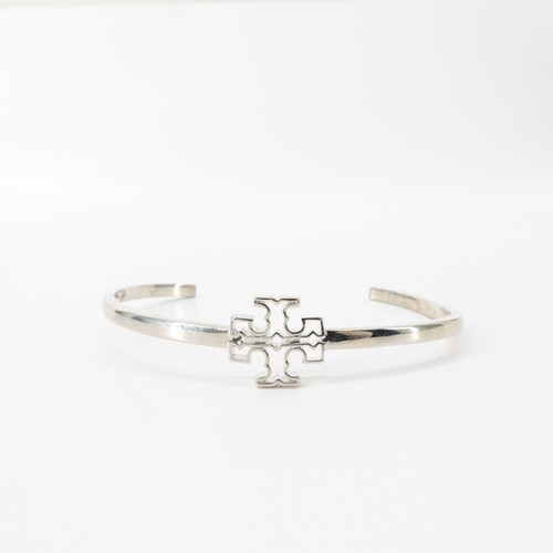 Tory Burch Britten Logo Cuff Bracelet Silver OS - Picture 1 of 12