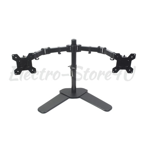 Fully Adjustable Dual Computer Screens Mount 13"-27" Heavy Duty Tilt Stand Desk - Picture 3 of 11