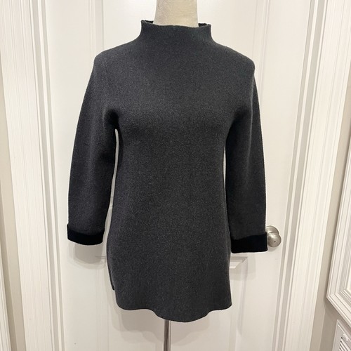 Nanette Lepore Wool Blend 3/4 Sleeve Sweater Gray Side Seam Zippers Women’s S - Picture 1 of 10