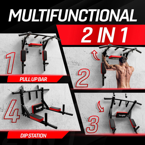 Multifuncional Montado en la Pared Pull Up Bar Chin Up Bar Estación de Inmersión para Gimnasio en Casa Wo - Imagen 6 de 6