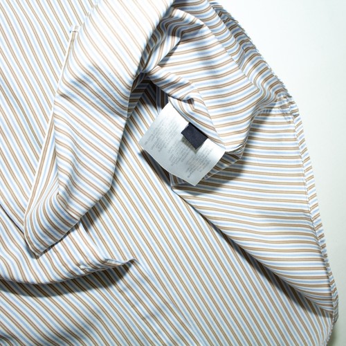 GANT Shirt L Brown / Blue Stripe Regular Fit Two Ply 140s - Picture 6 of 7