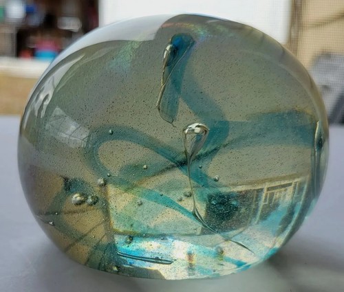 Murano Art Glass PAPERWEIGHT dichroic, canes, bubbles  - Picture 2 of 14