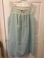 VTG Barbizon Light Blue Nightgown Dress Lace Trim Floral Embroidery JENNIFER M