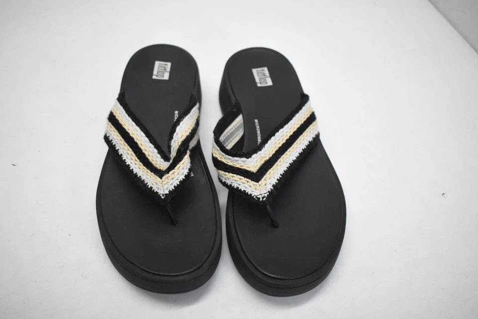 FitFlop Zapatos Mujer Talla 8 Negro Puntera Sandalias Microwobbleboard GW9-001-060 Foto 2 de 4