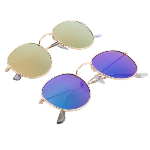 2pcs Retro Circular Sunglasses Chic Sunglasses Stylish Accessory Cool Glasses