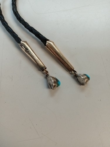 alte Vintage BENNETT Navajo Indianer Sterlingsilber Türkis Bolokrawatte - Bild 20 von 23