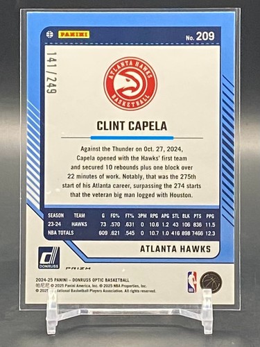 2024-25 Panini Donruss Optic Clint Capela Premium Box Set #/249 Hawks #209 - Picture 2 of 3