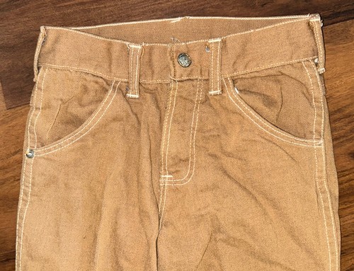 Vintage 70s sears perma prest pants boys size 12 slim Brown Double Knee Snap - Picture 2 of 14