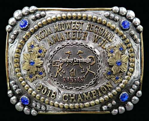 KCDA Midwest Regional Amateur Cowboy Dressur Kansas Champion Trophäe Gürtelschnalle