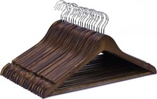 JS HANGER Wooden Coat Hangers, 20 Pack High Grade 17.5 Inch Wood Suit Hangers wi