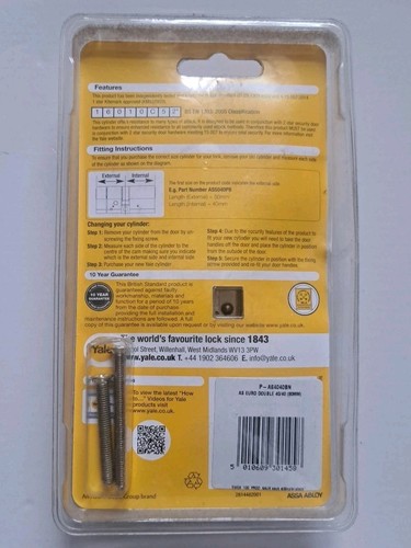 Cerradura de puerta cilindro perfil euro serie YALE AS - 35/10/35 (80 mm) - Imagen 2 de 2