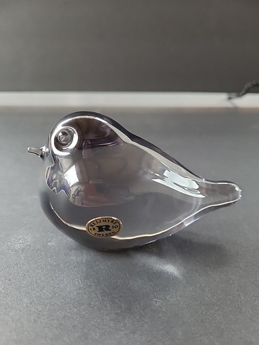 Reijmyre Schwedische Kunst Glas Vogel Figur aus den 80er Jahren Massivglas Rauchfarbe