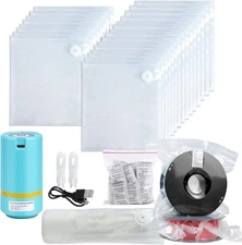 Upgraded PLA Filament Storage Bags Kit with USB-C Pump,20 Large Vacuum Bags(13x1