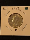 1959-D Washington Silver Quarter In About Uncirculated Condition