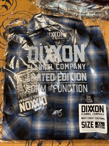 Neu mit Etikett Dixxon x West Coast Customs 30 Jahre blau schwarz weiß kariertes Flanellhemd XLT - Bild 1 von 2