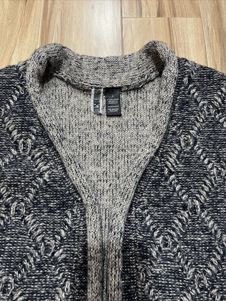 Suéter cárdigan BKE para mujer talla L mangas cortas frente abierto con corbata de cinturón Foto 3 de 4