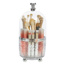 Makeup Brush Holder With Lid 360 Rotating Dustproof 6 Slot Organizer Clear