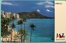 Hawaii phonecard made in Japan "HONOLULU-Diamond Head"JAZ Japan Air Charter MINT