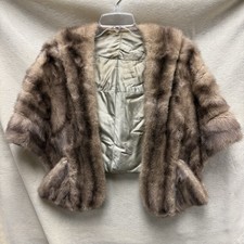 Vintage Fur Stole Brown Gray Mink Shawl Special Occasion Wrap