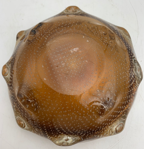 Large Archimede Seguso Murano Art Glass Gold Aventurine Bubbles Bowl Ashtray - Picture 9 of 17